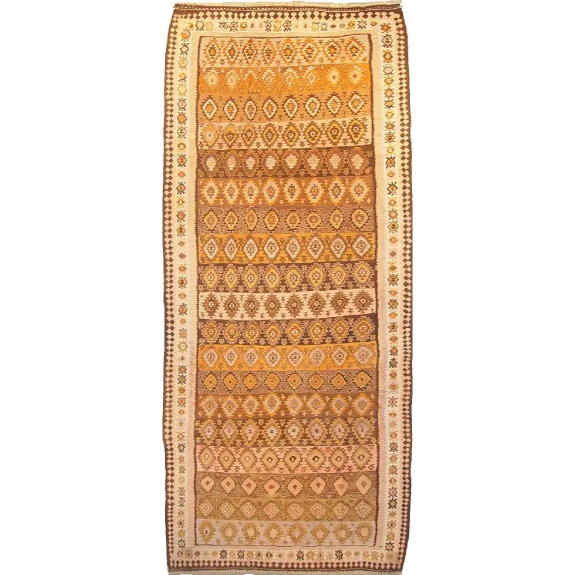 One Of The Kind Gazvin Persian Kilim 13'3" X 3'7"